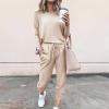 Survêtement 2 pièces pour femme – Ensemble de 2 pièces – Tenue de loisirs – Survêtement de sport – Colorblock – Sweat-shirt + pantalon de jogging – Vêtements de sport(N01 Kaki)