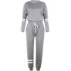 Survêtement 2 pièces pour femme – Ensemble de 2 pièces – Tenue de loisirs – Survêtement de sport – Colorblock – Sweat-shirt + pantalon de jogging – Vêtements de sport(N02 Gris)