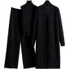 Ensemble 3 pièces Femme Tricoté – Cardigan Long, Débardeur & Pantalon Large – Chaud Automne Maison(A- Le noir)