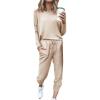 Survêtement 2 pièces pour femme – Ensemble de 2 pièces – Tenue de loisirs – Survêtement de sport – Colorblock – Sweat-shirt + pantalon de jogging – Vêtements de sport(N01 Kaki)