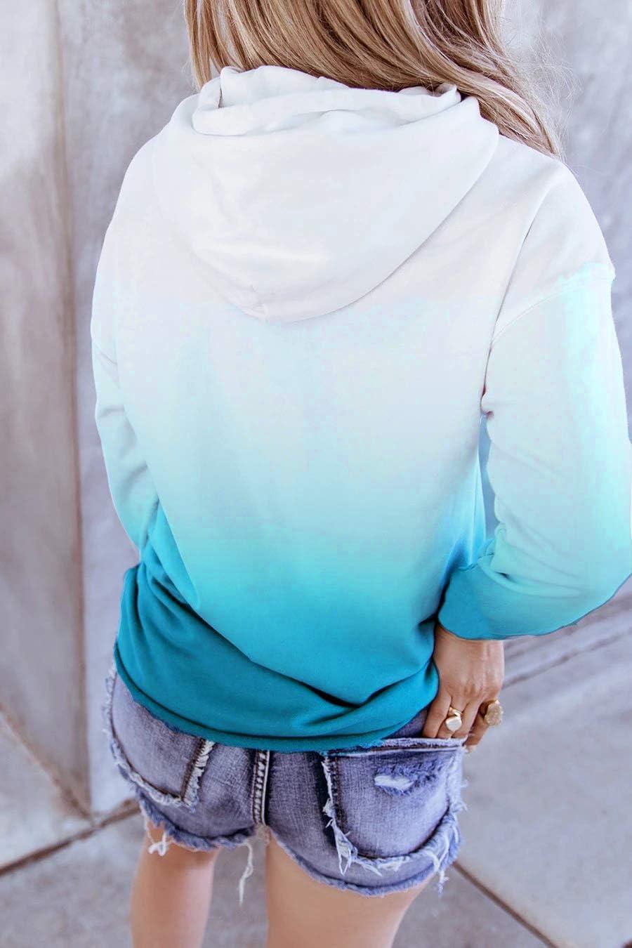 image:imageHVEPUO Pull capuche batik pour femme Imprim kawaiiHenley Bleu