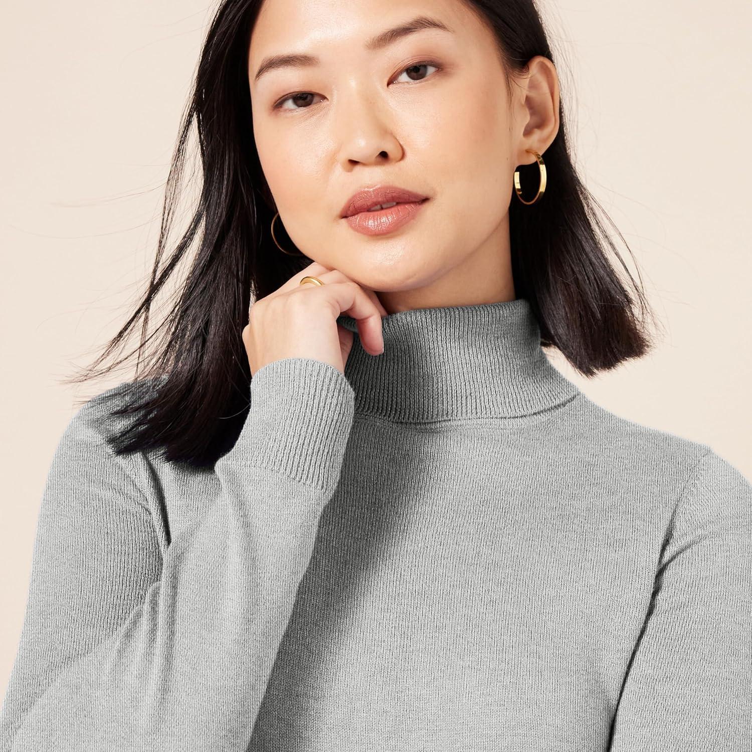 image:imageAmazon Essentials Pull Col Roul Manches Longues Lger Coupe Classique Grandes Tailles Disponibles FemmeGris Clair Chin