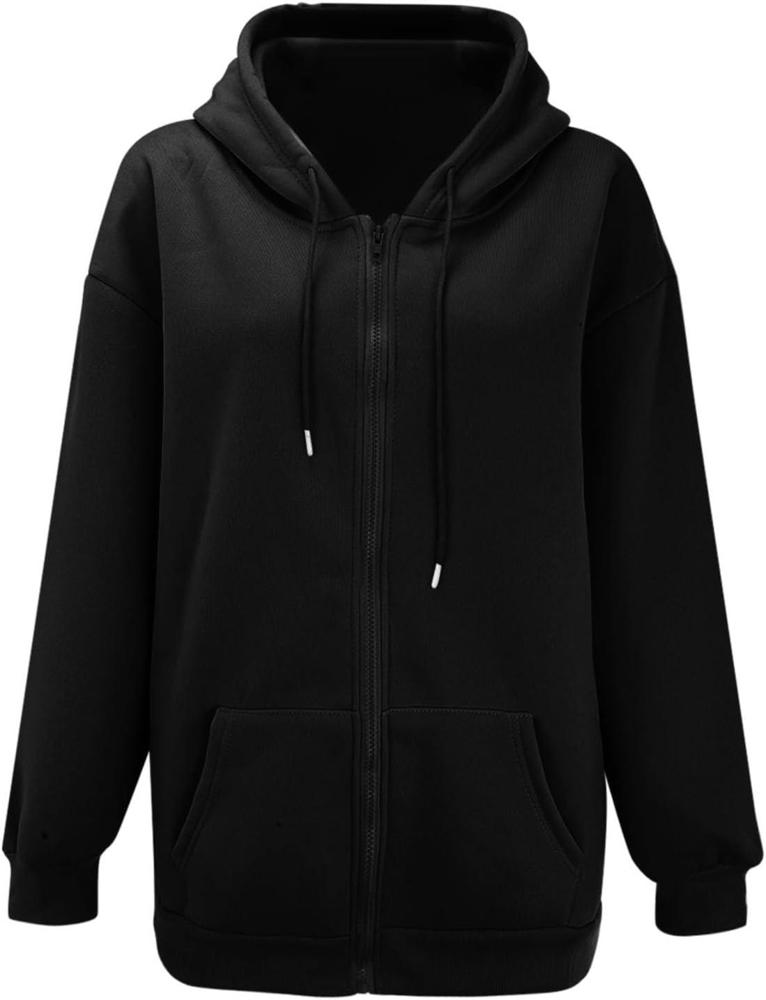 image:imageGnrique Sweat Zipp Femme Grande Taille Veste Sport Femme Capuche Sweatshirt Mi Saison Hoodie Automne Manteau Dcontract Manteaux Polyvalent Veste Leger Vtements Uni Survtement Avec Poche SweatNoir