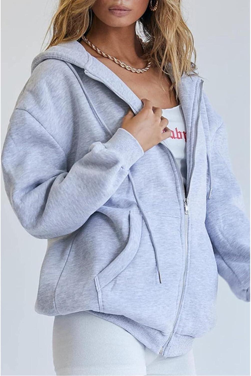 image:imageGnrique Sweat Zipp Femme Grande Taille Veste Sport Femme Capuche Sweatshirt Mi Saison Hoodie Automne Manteau Dcontract Manteaux Polyvalent Veste Leger Vtements Uni Survtement Avec Poche SweatGris