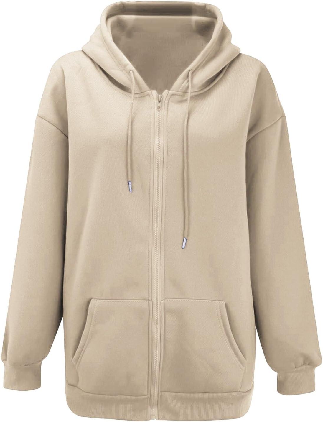 image:imageGnrique Sweat Zipp Femme Grande Taille Veste Sport Femme Capuche Sweatshirt Mi Saison Hoodie Automne Manteau Dcontract Manteaux Polyvalent Veste Leger Vtements Uni Survtement Avec Poche SweatZ2Beige