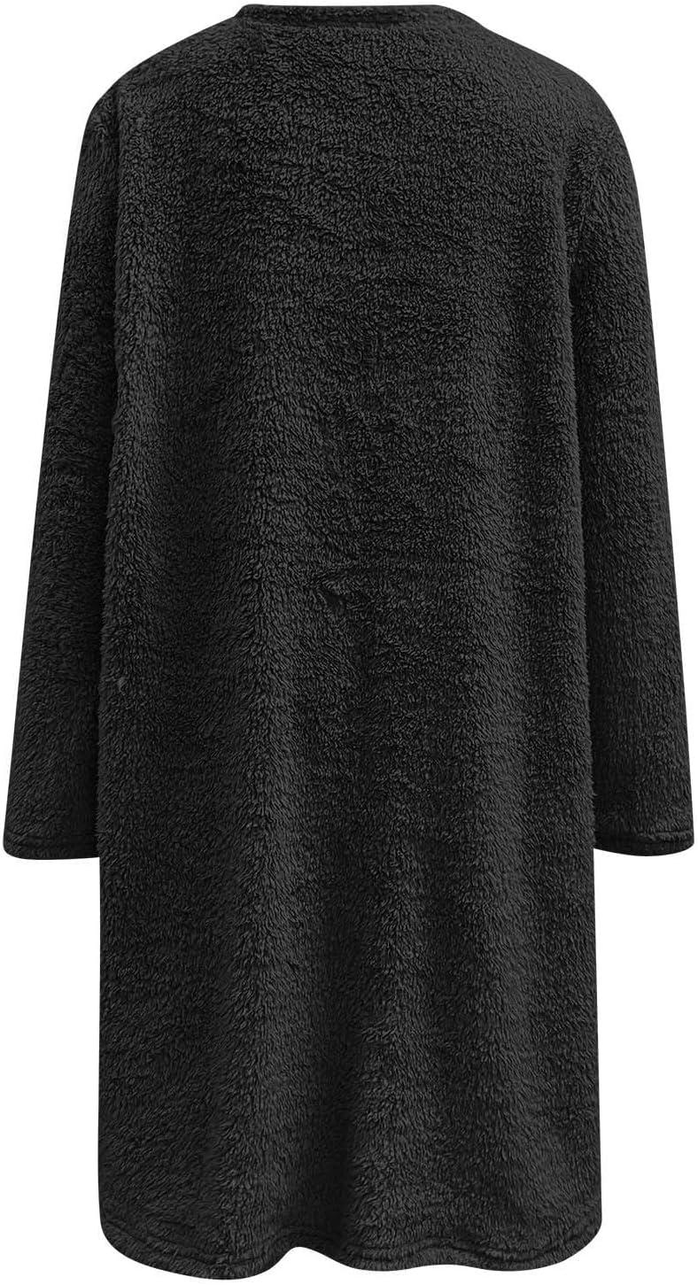 image:imagePull color pour femme Pull dhiver chaud en polaire paisse Grande taille Manteau dcontract grande taille Manteau ample pour femmeNoir