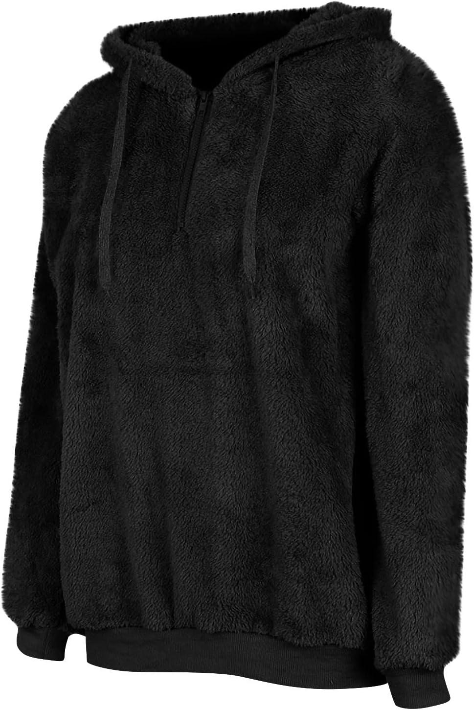 image:imageVeste Polaire Femme avec Capuche Grande Taille Manteau Hiver Chaud Sweat Polaire Zippe Pas Cher A La Mode Chic Sweat Zipp Manche Longues Amples Pullover Pull Femme Hiver ChaudAb Noir