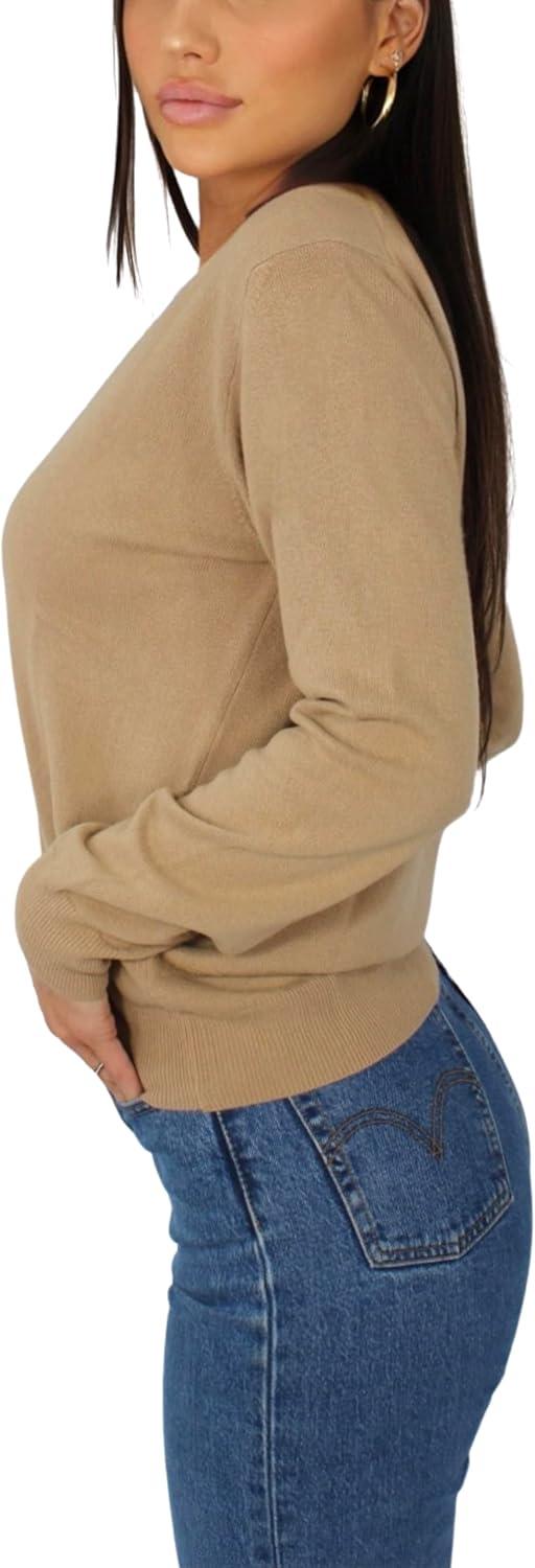 image:imageWins Pull Femme Col en V en Cachemire Fabriqu en ItalieCamel