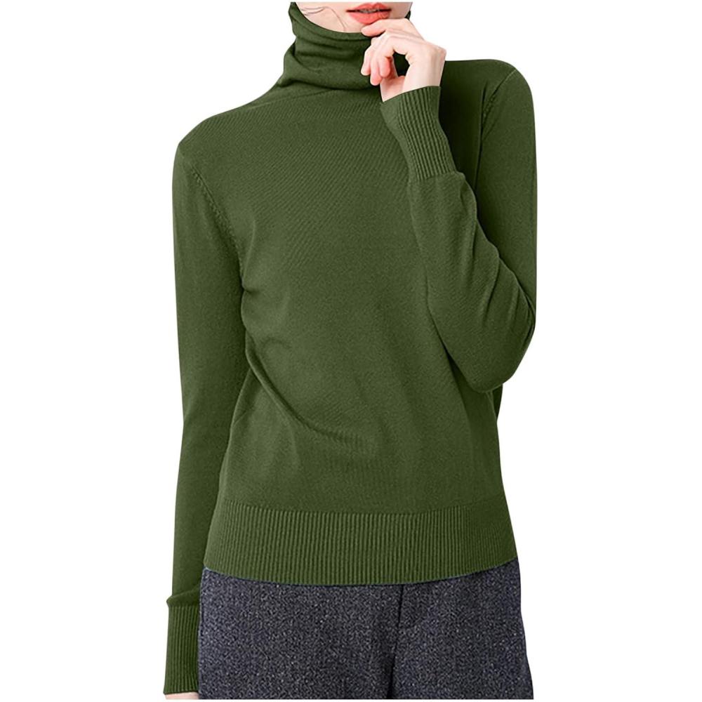 image:image2025 Pull Cachemire Femme Hiver Chaud Pulls en Tricot Couleur Unie Manches Longues Chic et Elegant Col Rond Elstique Top Vetement Femme Pull Lger Femmes Sweater Pas Cher09vert