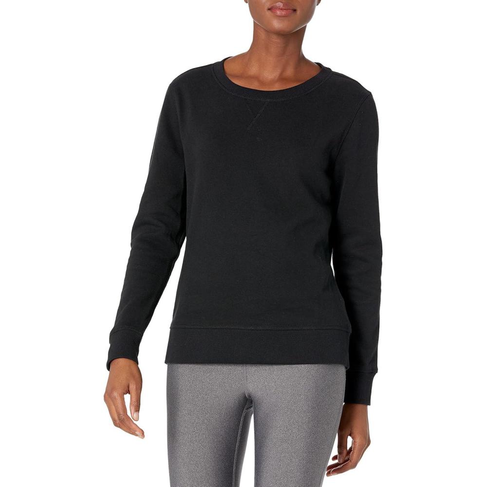 image:imageAmazon Essentials Femme Pull Col Rond en Polaire Disponible en Grandes TaillesNoir Chin