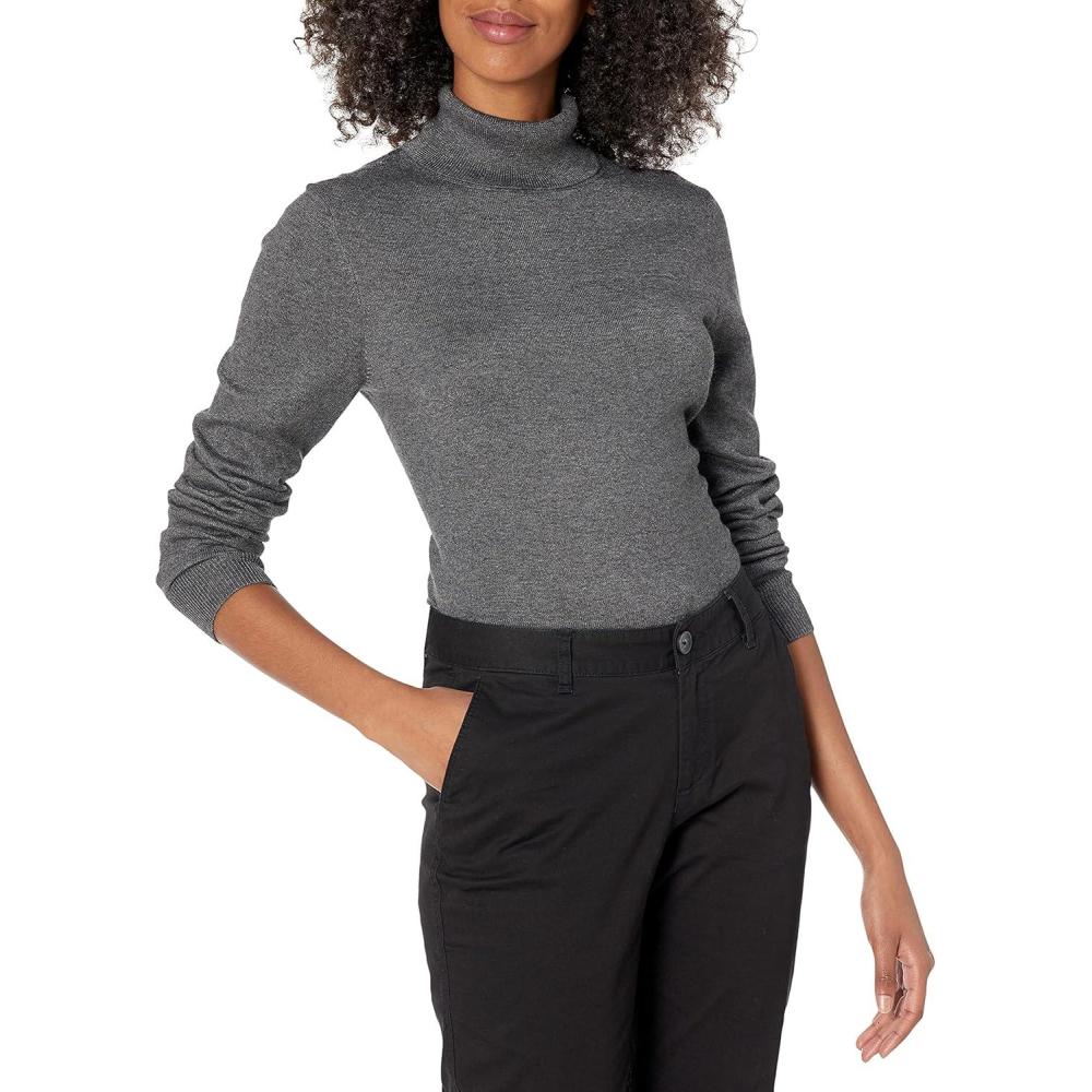 image:imageAmazon Essentials Pull Col Roul Manches Longues Lger Coupe Classique Grandes Tailles Disponibles FemmeCharbon Chin