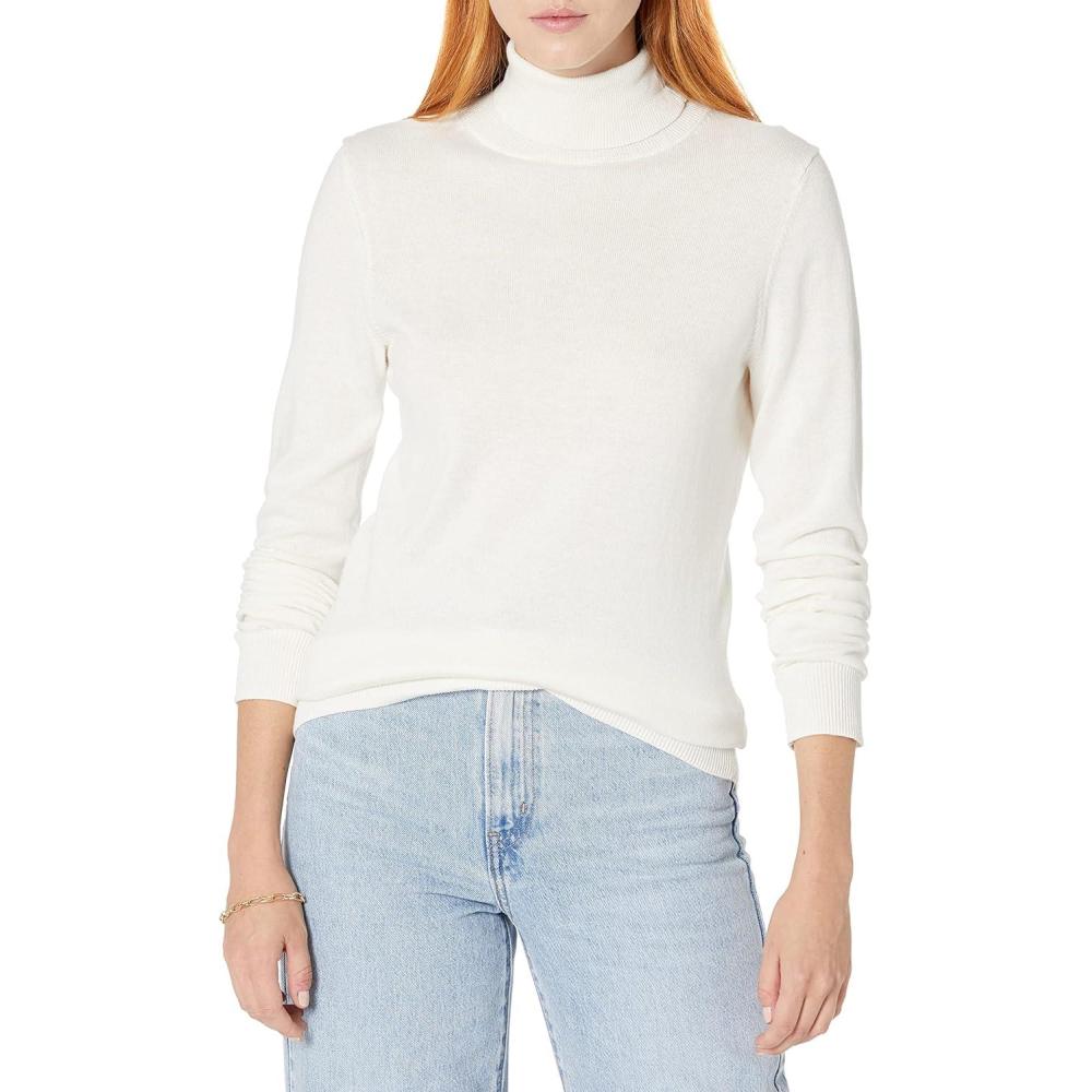 image:imageAmazon Essentials Pull Col Roul Manches Longues Lger Coupe Classique Grandes Tailles Disponibles FemmeIvoire