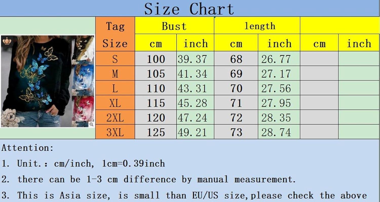 image:imageSweatshirt Imprim Fleur Papillon pour Femme Motif Fleur Papillon Col Rond Manches Longues Dcontract Grande Taille Haut Femme Noir M