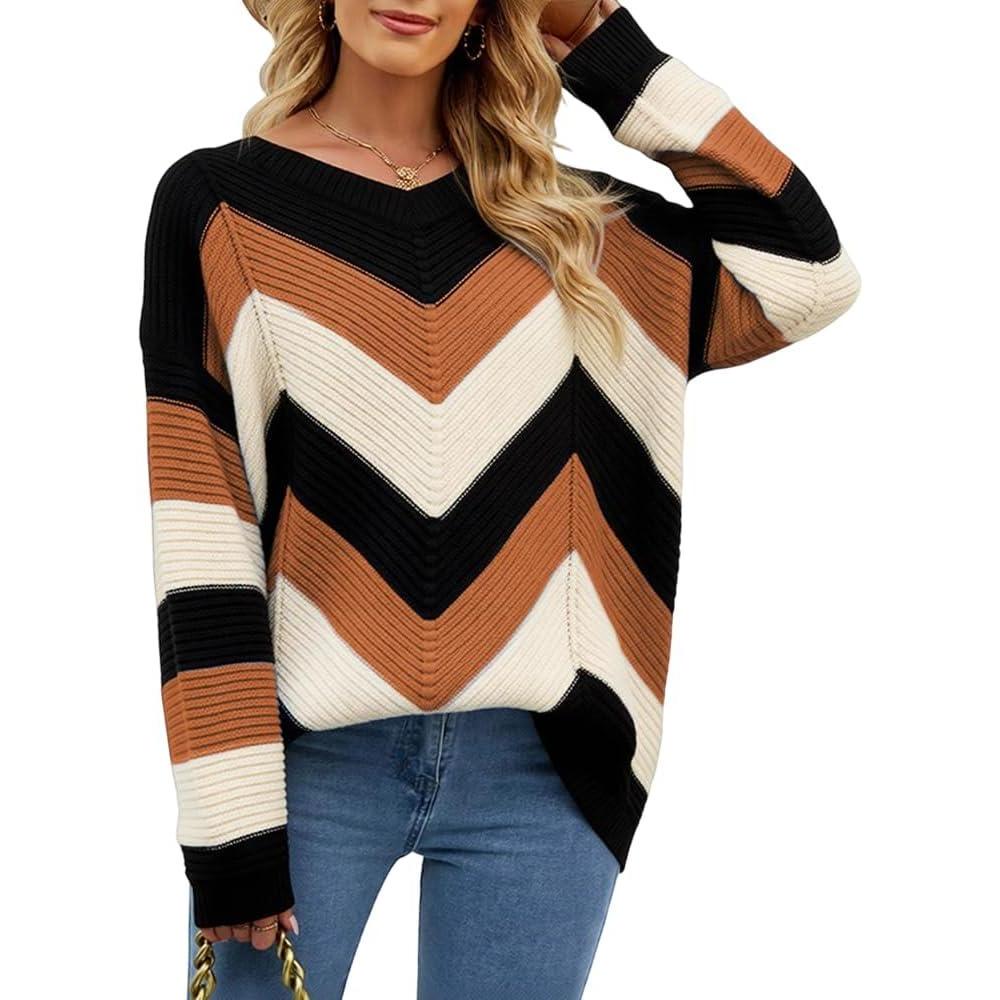 image:imagePull Col Round Manches Longues Femme Pullover en Tricot Automne Hiver Chaud Hauts Ray Ample Hiver Dcontract Hiver Pull TricotMarron