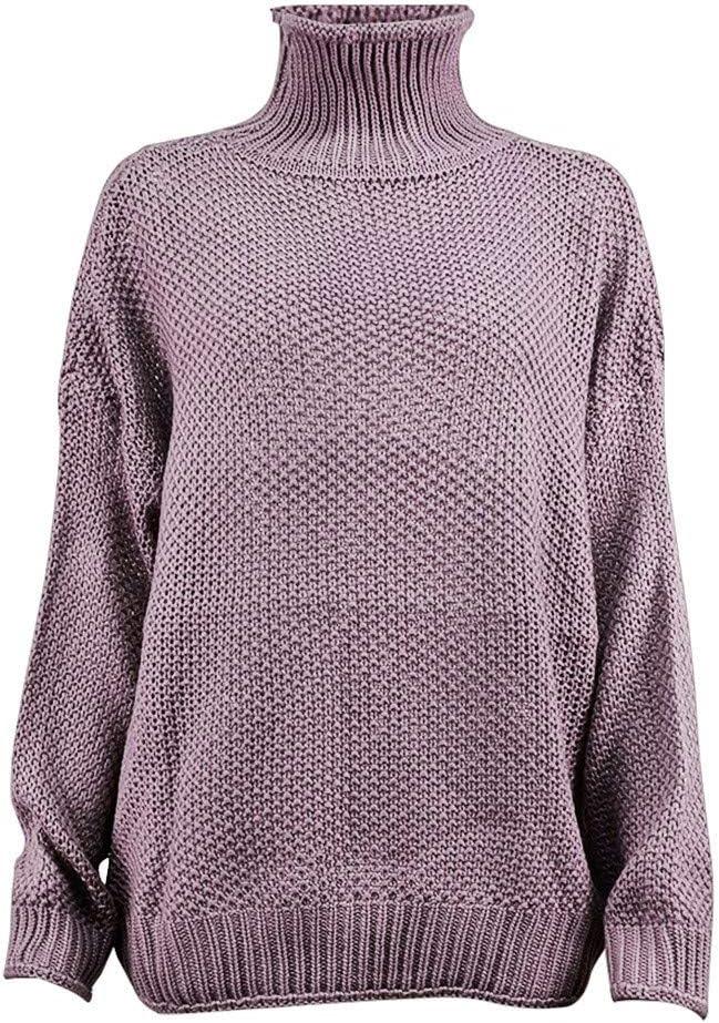 image:imageGnrique Femme Pull Col Roul Long et Chaud Pullover Oversize Haut Hiver Doux Tricot pour Femmes lgant Dcontract Manches Longues Grande Taille Uni4Violet