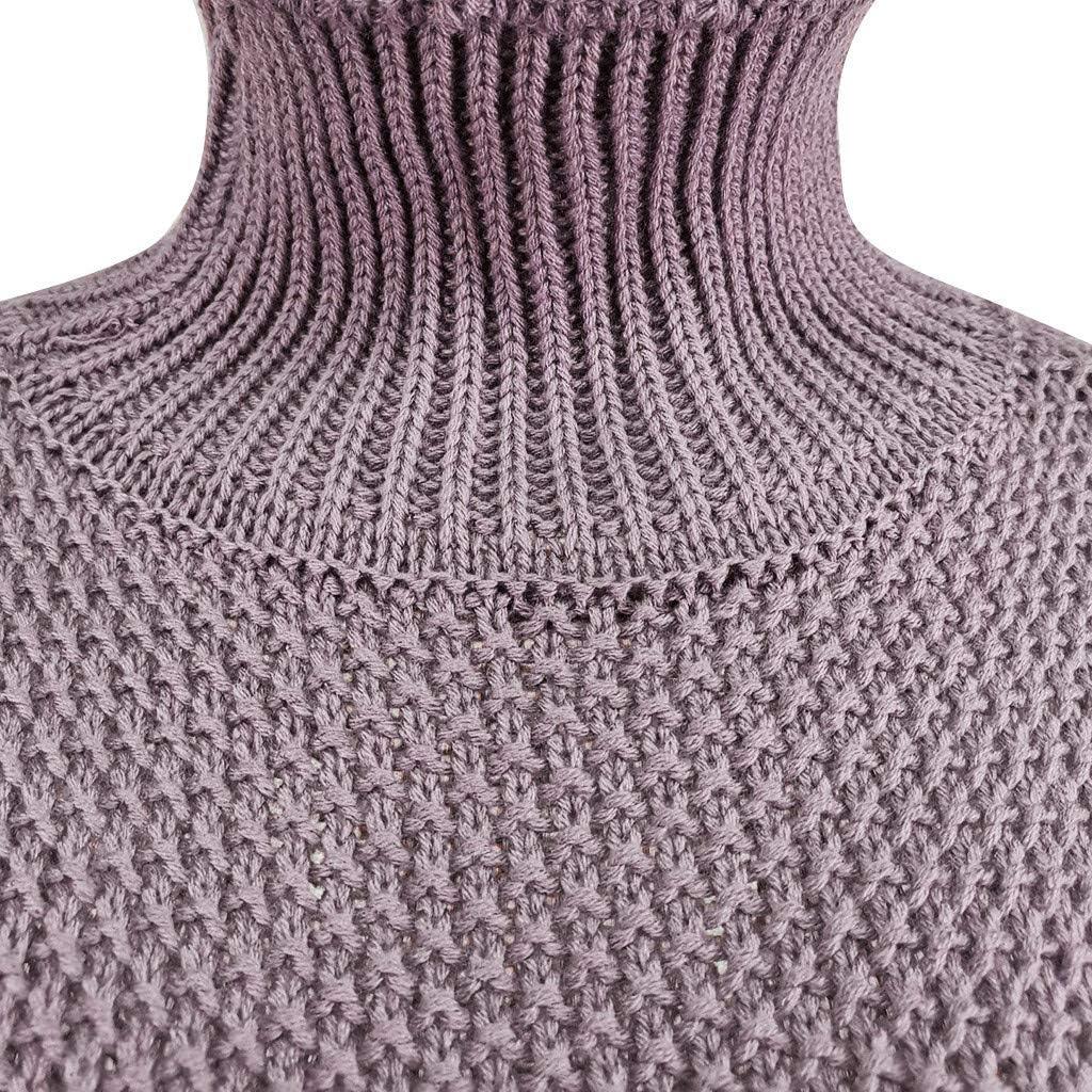 image:imageGnrique Femme Pull Col Roul Long et Chaud Pullover Oversize Haut Hiver Doux Tricot pour Femmes lgant Dcontract Manches Longues Grande Taille Uni4Violet