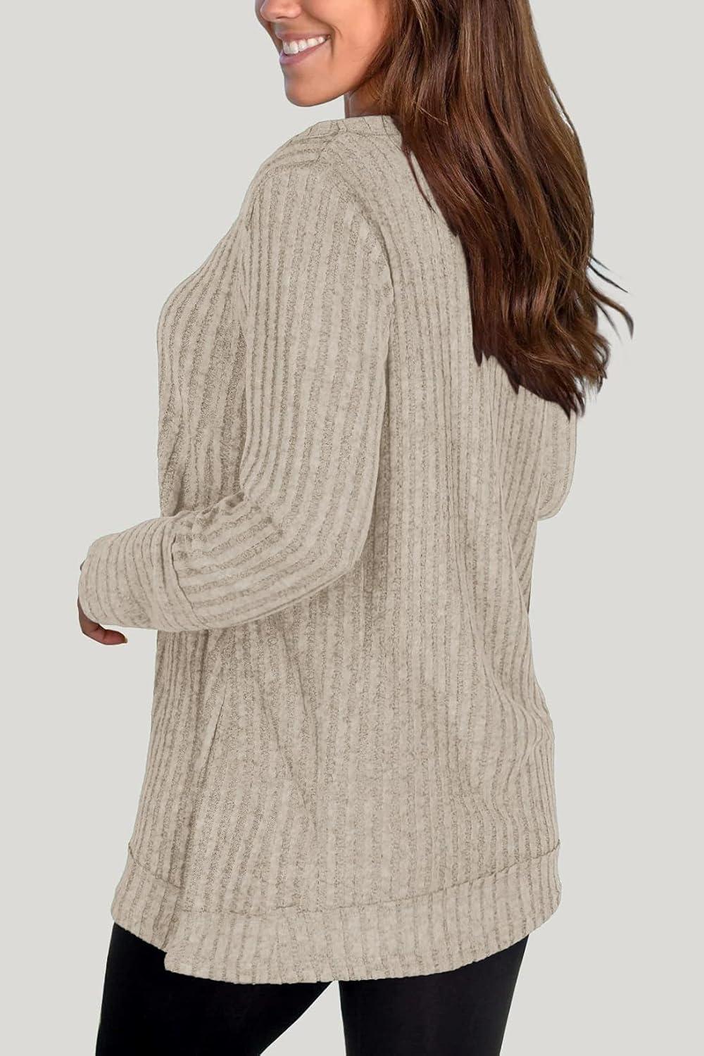 image:imagePull Femme Hiver Col en V Casual Sweatshirts Manches Longues Lger TopApricot