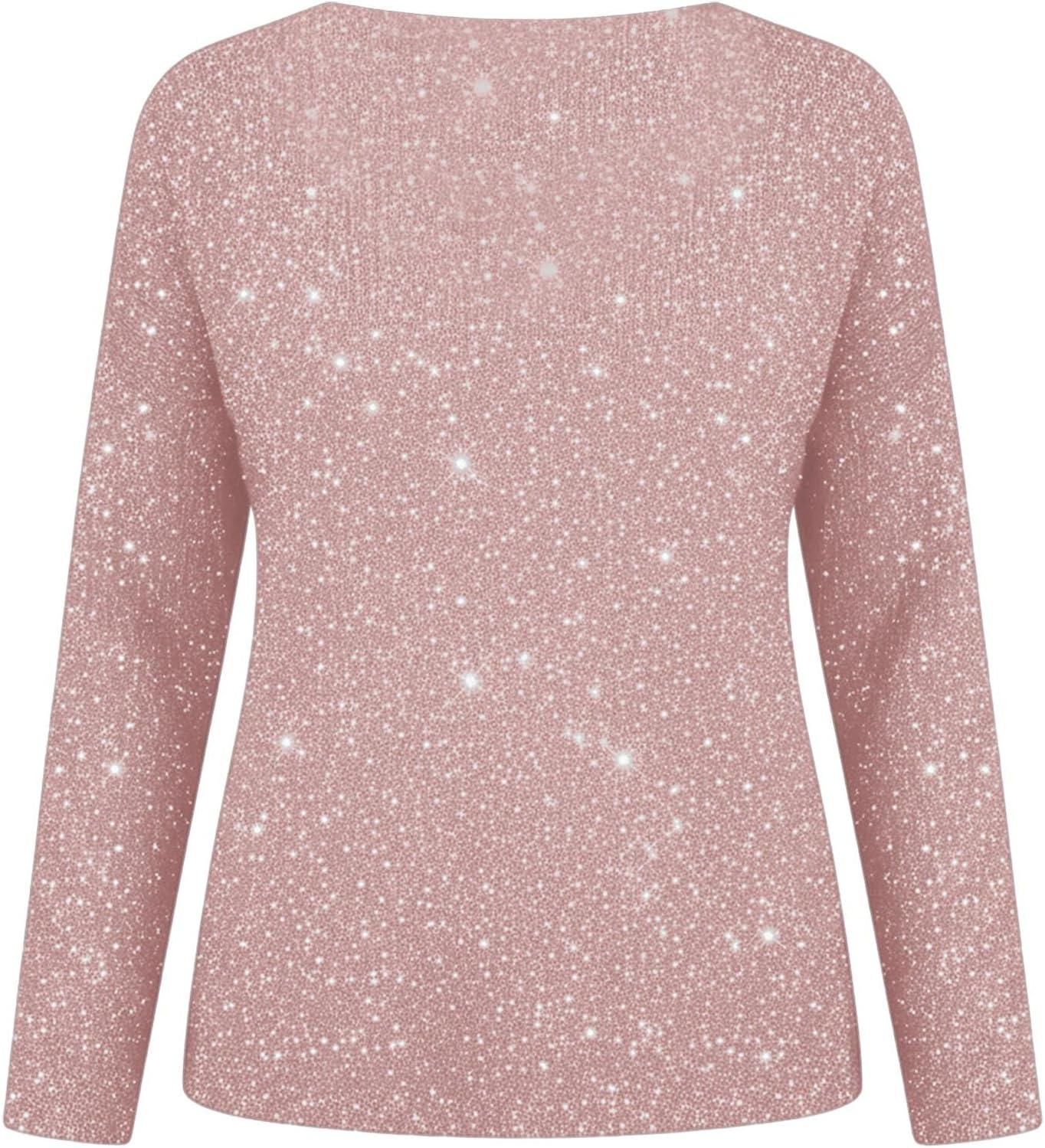 image:imageGnrique Pull Paillettes Femme Chic Et Elegant Sweat Sweatshirts Hiver Chaud Manches Longues Pullover Pulls Grande Taille Col V Couleur Unie Haut Vetement Dcontract Sequins Sweatshirt00 Pink