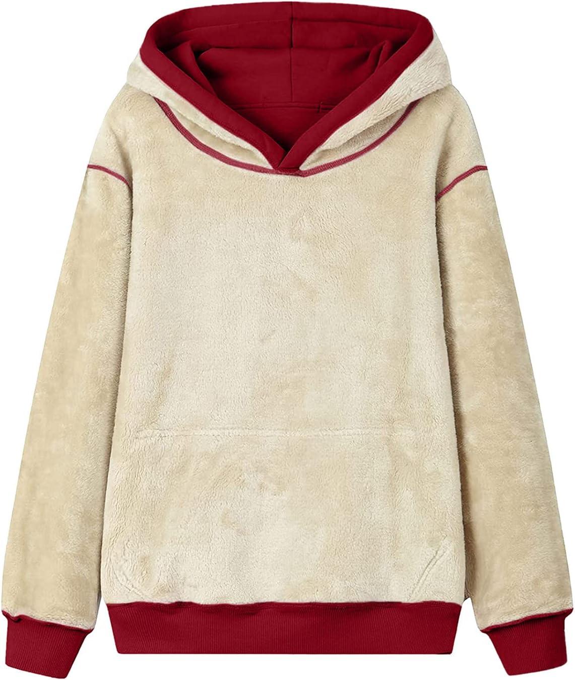 image:imageSweat Polaire Femme sans Capuche Automne Et Hiver Pais Et Chaud Pullover Manches Longues Et Col Rond Sweatshirts Chic Doublure Sherpa Thermique Pull Couleur Unie Grande Taille HautCvin