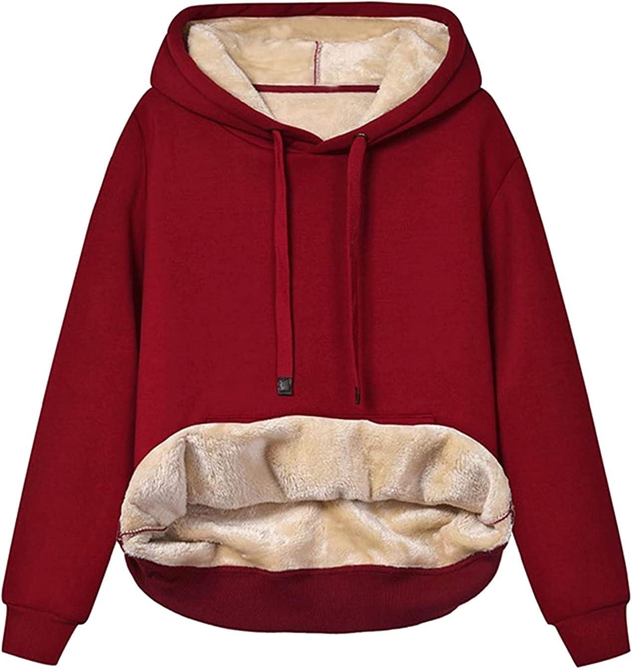 image:imageSweat Polaire Femme sans Capuche Automne Et Hiver Pais Et Chaud Pullover Manches Longues Et Col Rond Sweatshirts Chic Doublure Sherpa Thermique Pull Couleur Unie Grande Taille HautCvin