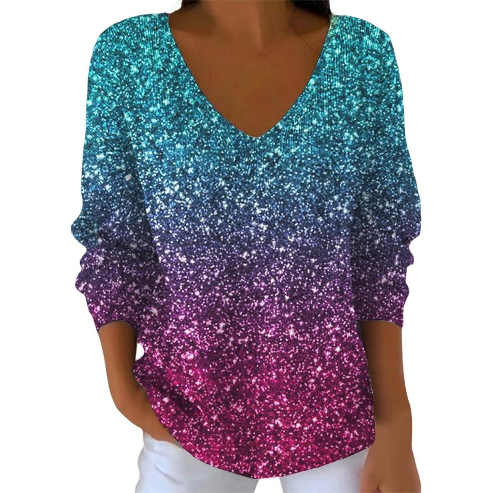 image:imageGnrique Pull Paillettes Femme Chic Et Elegant Sweat Sweatshirts Hiver Chaud Manches Longues Pullover Pulls Grande Taille Col V Couleur Unie Haut Vetement Dcontract Sequins Sweatshirt20 Purple1