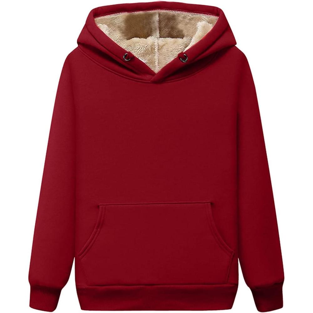 image:imageSweat Polaire Femme sans Capuche Automne Et Hiver Pais Et Chaud Pullover Manches Longues Et Col Rond Sweatshirts Chic Doublure Sherpa Thermique Pull Couleur Unie Grande Taille HautCvin