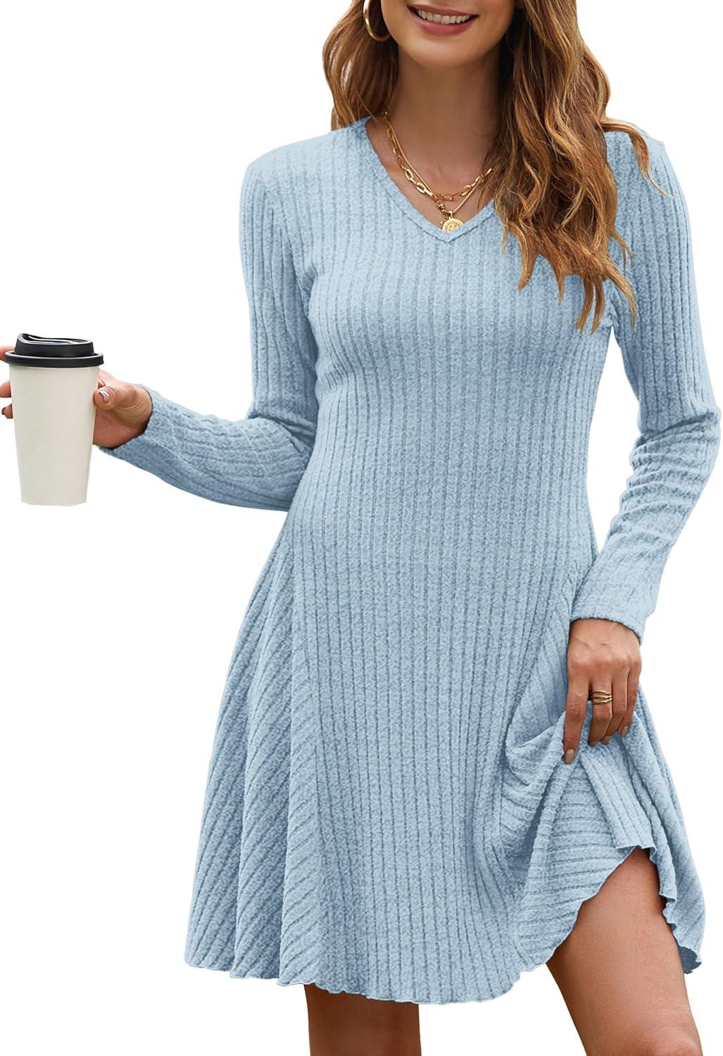 image:imageAUSELILY Robe pull pour femme 2024Bleu Ciel