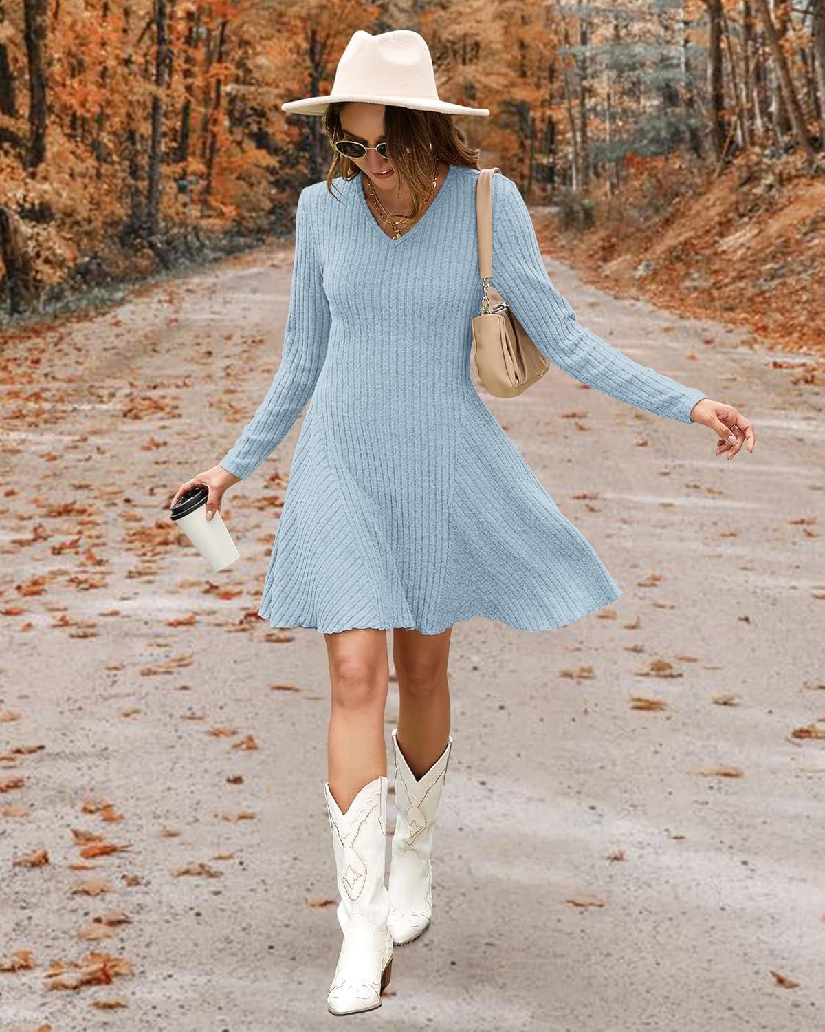 image:imageAUSELILY Robe pull pour femme 2024Bleu Ciel