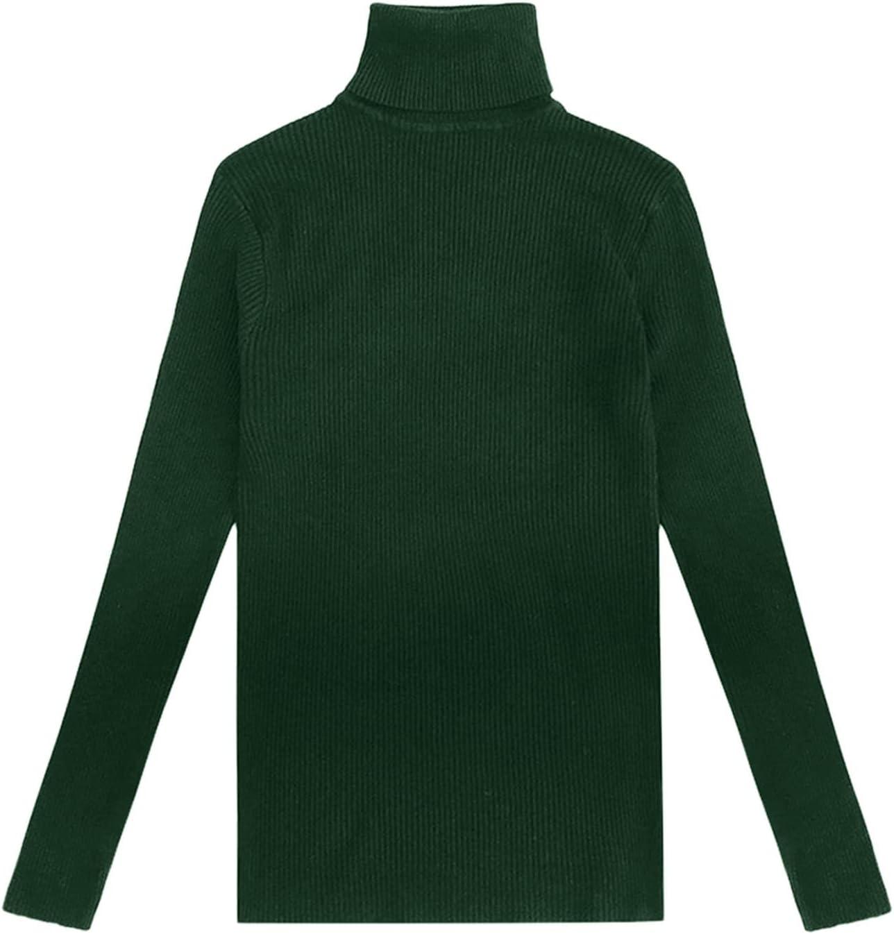 image:imageLegging col roul et manches longues pour femme Automne et hiver 2022 Pull en tricot serr avec un pull noir fin sous le reversVert