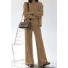AOHITE Ensemble 2 pièces pour femme avec pull en tricot et pantalon à jambes larges(A Dark Abricot)