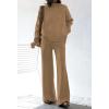 AOHITE Ensemble 2 pièces pour femme avec pull en tricot et pantalon à jambes larges(A Dark Abricot)