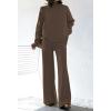 AOHITE Ensemble 2 pièces pour femme avec pull en tricot et pantalon à jambes larges(A Dark Coffee)