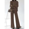 AOHITE Ensemble 2 pièces pour femme avec pull en tricot et pantalon à jambes larges(A Dark Coffee)