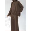 AOHITE Ensemble 2 pièces pour femme avec pull en tricot et pantalon à jambes larges(A Dark Coffee)
