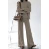 AOHITE Ensemble 2 pièces pour femme avec pull en tricot et pantalon à jambes larges(A Kaki)
