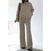 AOHITE Ensemble 2 pièces pour femme avec pull en tricot et pantalon à jambes larges(A Kaki)