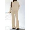 AOHITE Ensemble 2 pièces pour femme avec pull en tricot et pantalon à jambes larges(Abricot.)