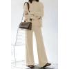 AOHITE Ensemble 2 pièces pour femme avec pull en tricot et pantalon à jambes larges(Abricot.)