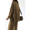 AOHITE Ensemble 2 pièces pour femme avec pull en tricot et pantalon à jambes larges(Marron)