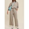 Balimtoy Ensemble de survêtement 2 pièces pour femme – Pull à manches longues – Cordon de serrage – Jambes larges – Tenue d&rsquo;automne 2024(abricot)