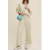 Balimtoy Ensemble de survêtement 2 pièces pour femme – Pull à manches longues – Cordon de serrage – Jambes larges – Tenue d&rsquo;automne 2024(ecru)
