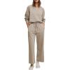 Balimtoy Ensemble de survêtement 2 pièces pour femme – Pull à manches longues – Cordon de serrage – Jambes larges – Tenue d&rsquo;automne 2024(abricot)