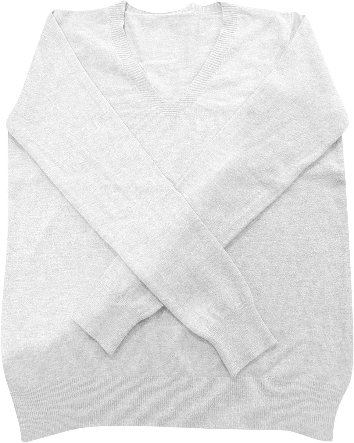 image:imagegnrique Pull Col en V Cachemire Femme Tricot en Cachemire Mlang pour Femme lgant Automne Hiver Chaud Col Rond Chemisier01blanc