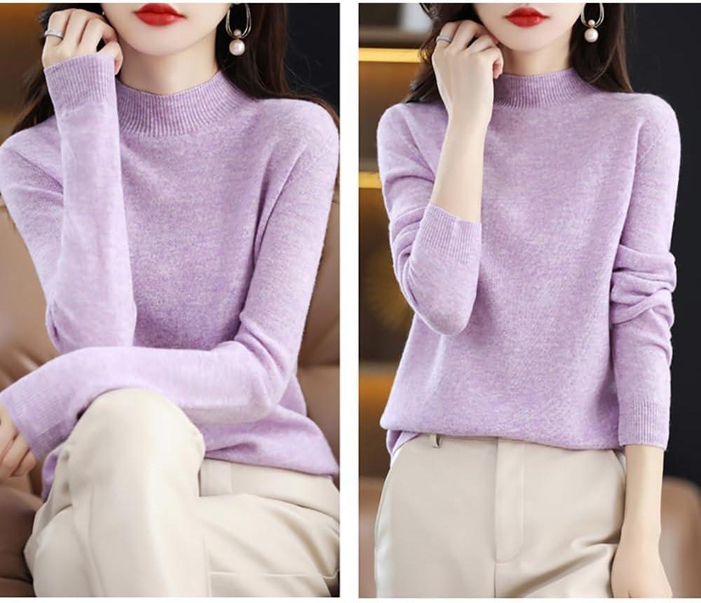 image:imagePull en cachemire pour femme manches longues et col rond doux et chaud pull en tricot pour lautomne et lhiverVert