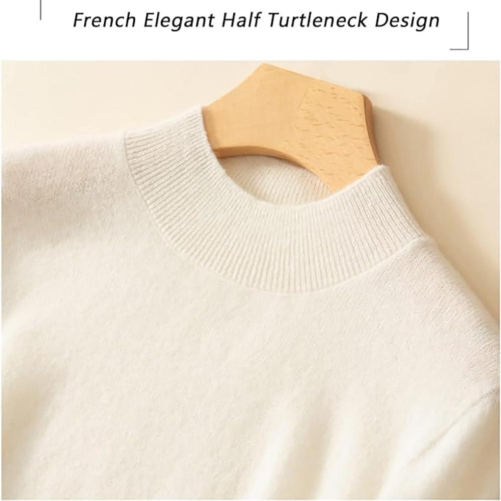 image:imagePull en cachemire pour femme manches longues et col rond doux et chaud pull en tricot pour lautomne et lhiverVert