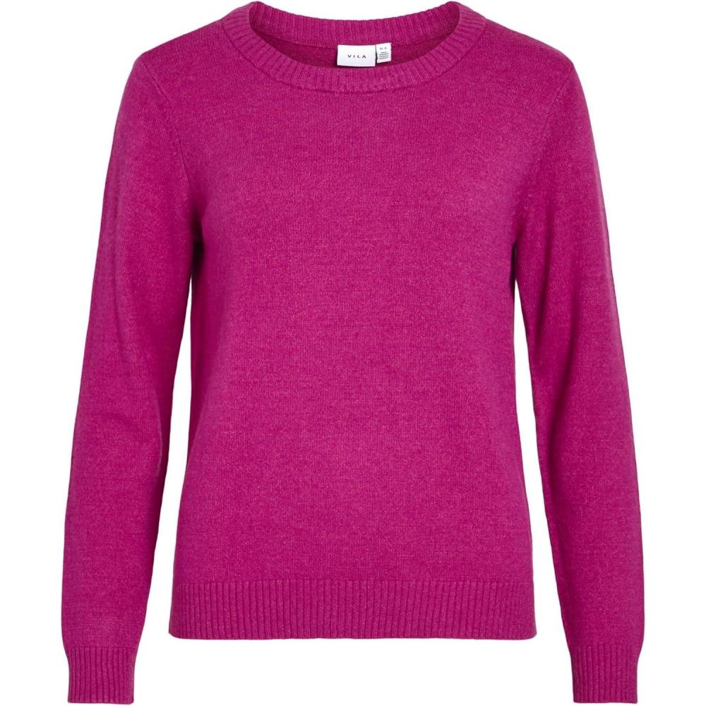 image:imageVILA Viril ONeck LS Knit Top Noos PullOver Femme Lot de 1Fuchsia