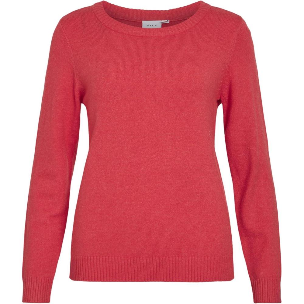 image:imageVILA Viril ONeck LS Knit Top Noos PullOver Femme Lot de 1Hibiscus