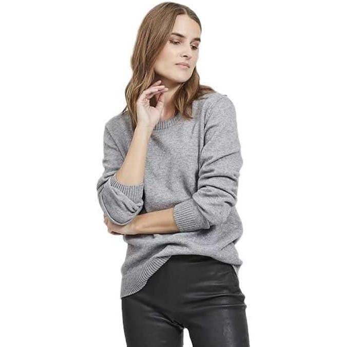 image:imageVILA Viril ONeck LS Knit Top Noos PullOver Femme Lot de 1Medium Grey Melange