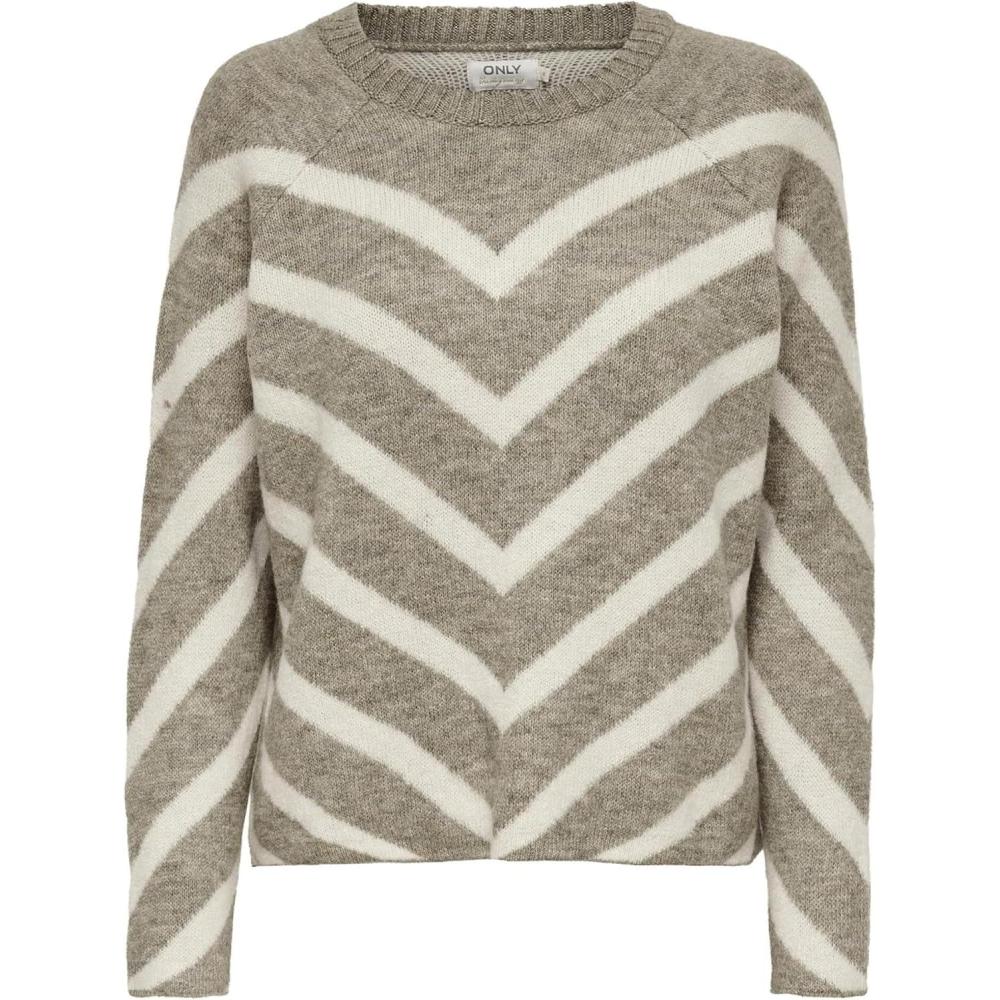 image:imageOnly Onleliza LS Pullover KNT Noos Onleliza LS Pull KNT Noos Femme Lot de 1MermaidStripeswhitecap Gray