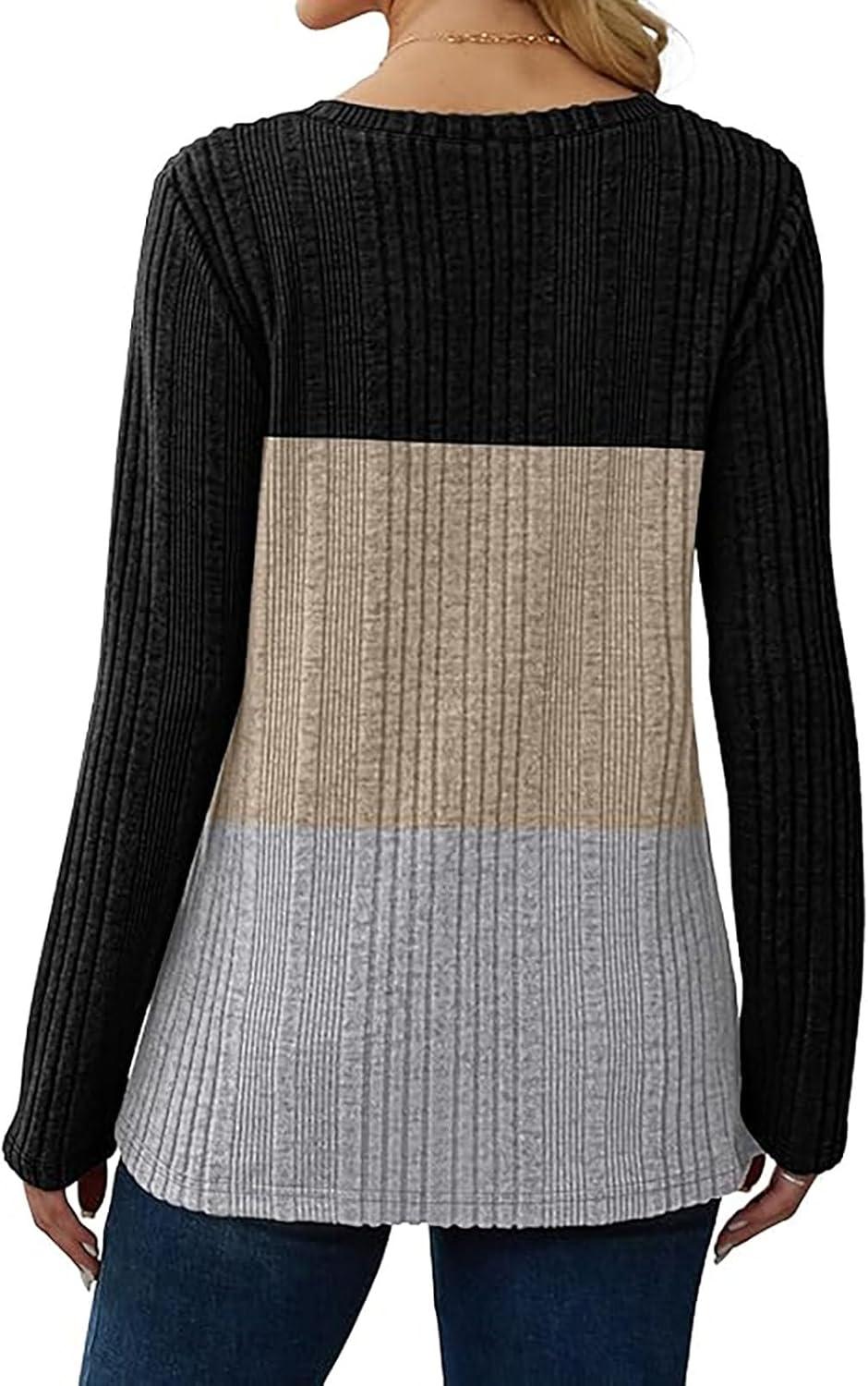 image:imageYeenily Pull Manches Longues Et CTel Col V Femme Longues en Tricot Pullover Haut Chaud Automne Hiver Tunique LGerKaki